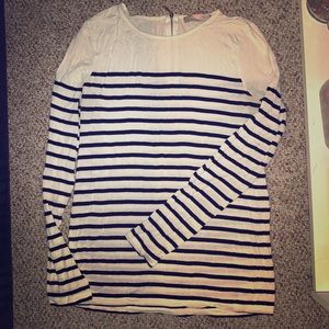 Forever21 Black/off white Striped Long Sleeve- Med